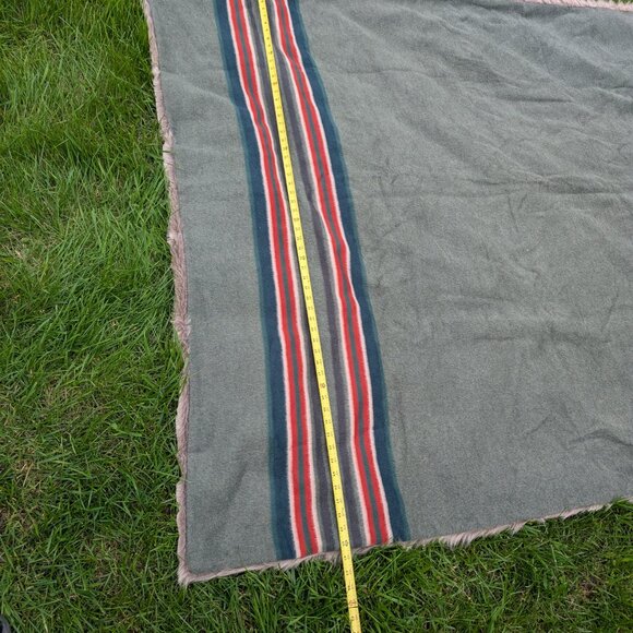 Pendleton PotteryBarn Wool-Acrylic Faux Fur Striped Yakima Camping Blanket - Picture 8 of 9